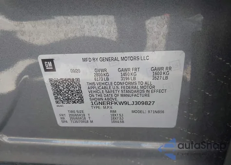 2020 Chevrolet Traverse Fwd Ls z USA, uszkodzony, nr VIN 1GNERFKW9LJ309827